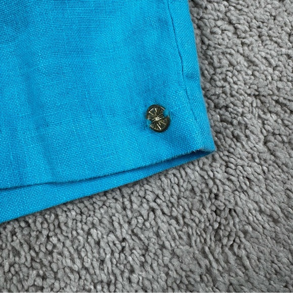 Lilly Pulitzer Lilo‎ Linen Bermuda Blue Shorts Size Small Preppy Pull On Pockets - Picture 4 of 9